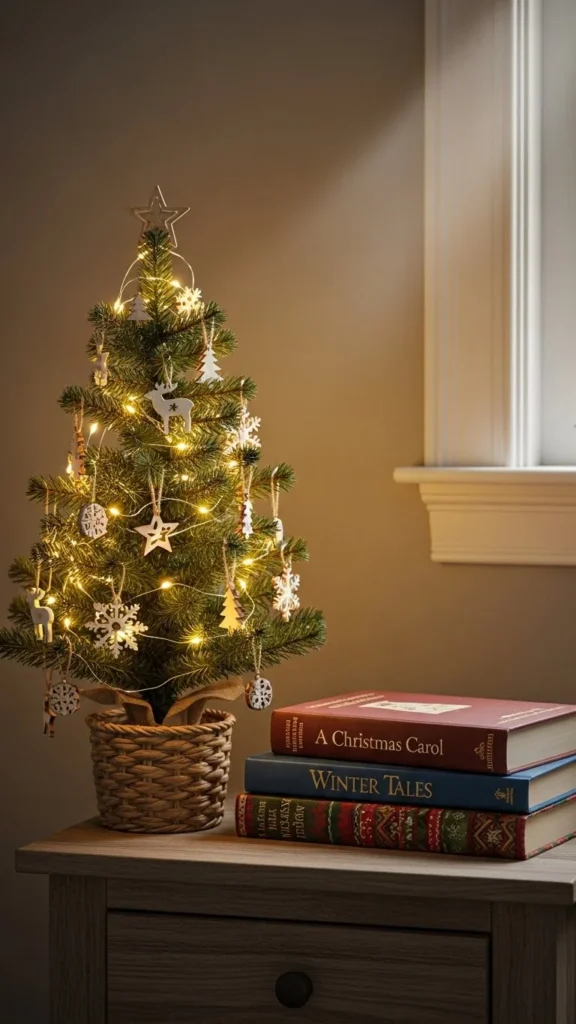 Add a Mini Christmas Tree for Height and Sparkle