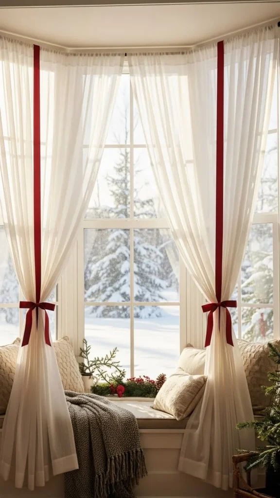 Dress the Windows with Festive Curtains or Ribbons