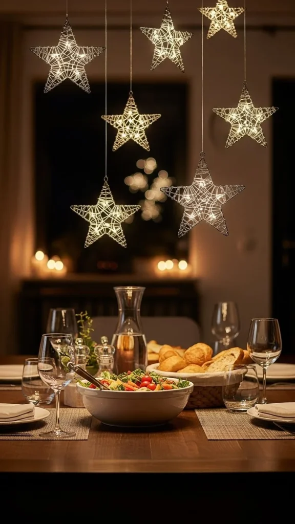 Hanging Wire Stars Over the Table