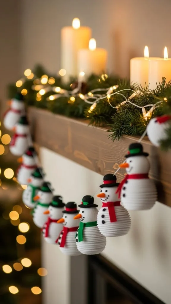 Snowman Garland With Felt Circles