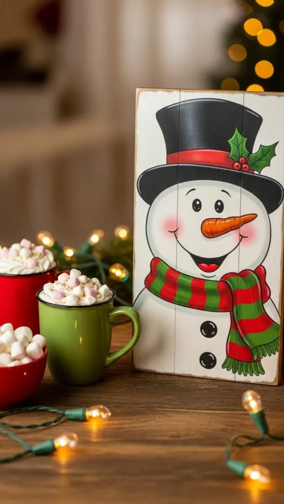 Snowman Hot Cocoa Station Sign