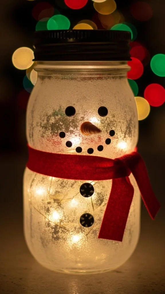 Snowman Mason Jar Lanterns