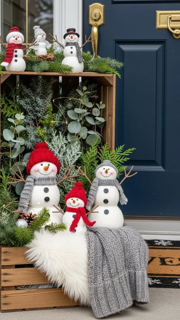 Snowman Porch Crate Display