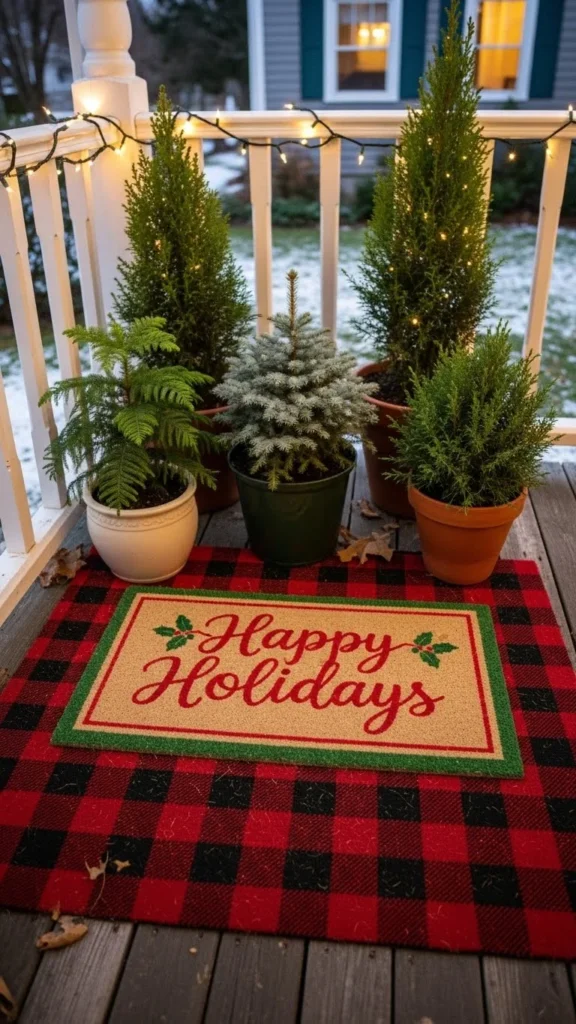 A Plaid Doormat to Greet Guests