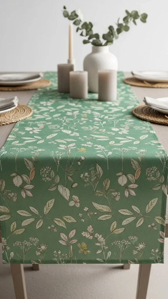 Botanical Print Green Runner