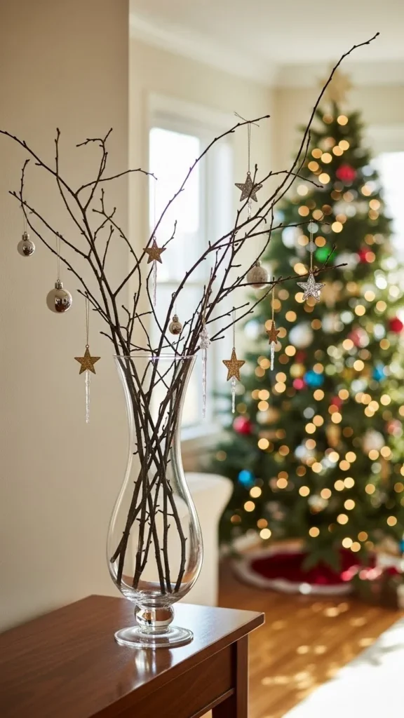 Branches with Hanging Mini Ornaments