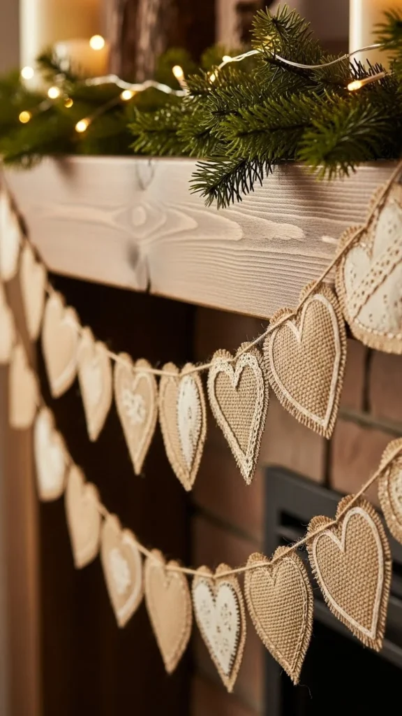 Burlap Heart Garland