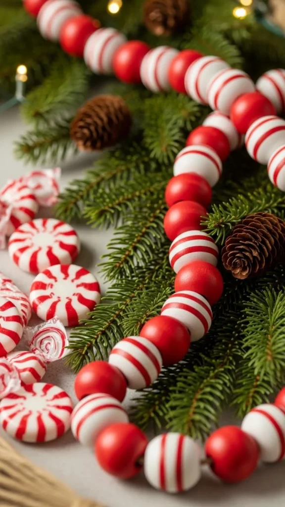 Candy Cane–Inspired Wood Garland
