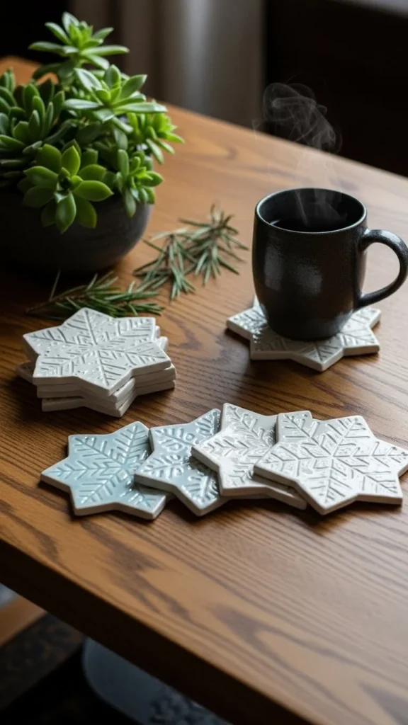 Ceramic Snowflake Coasters