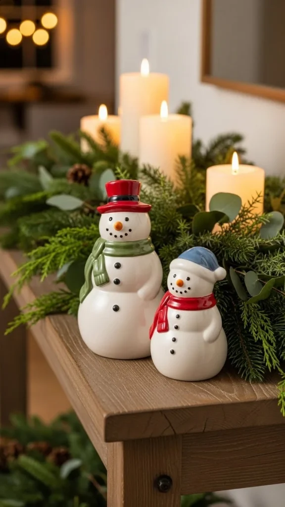 Ceramic Snowman Figurines