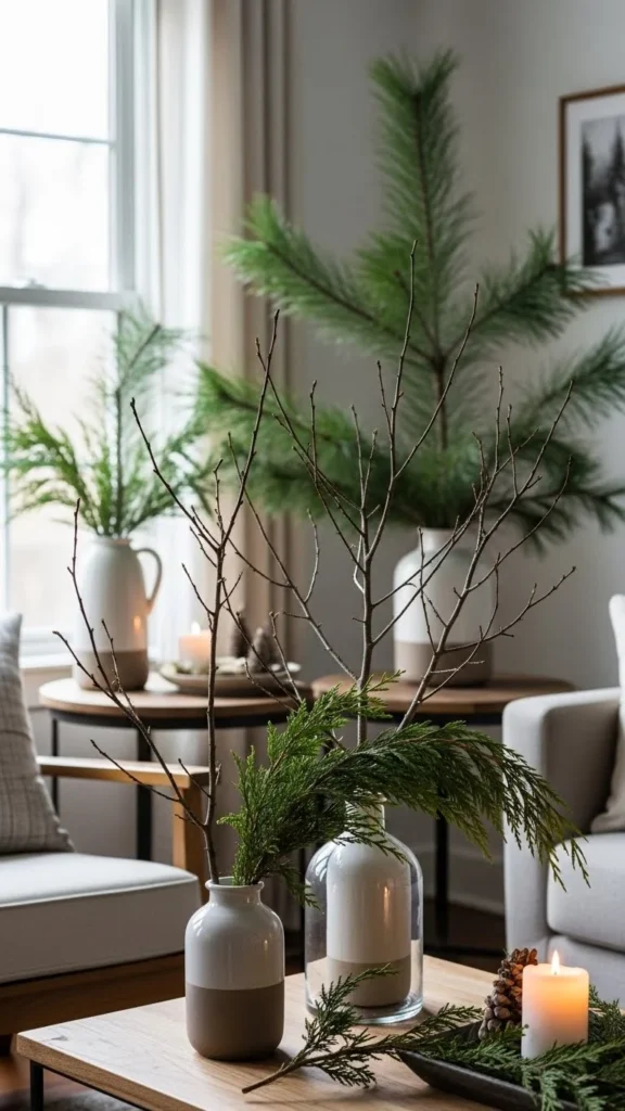 Christmas branches vase