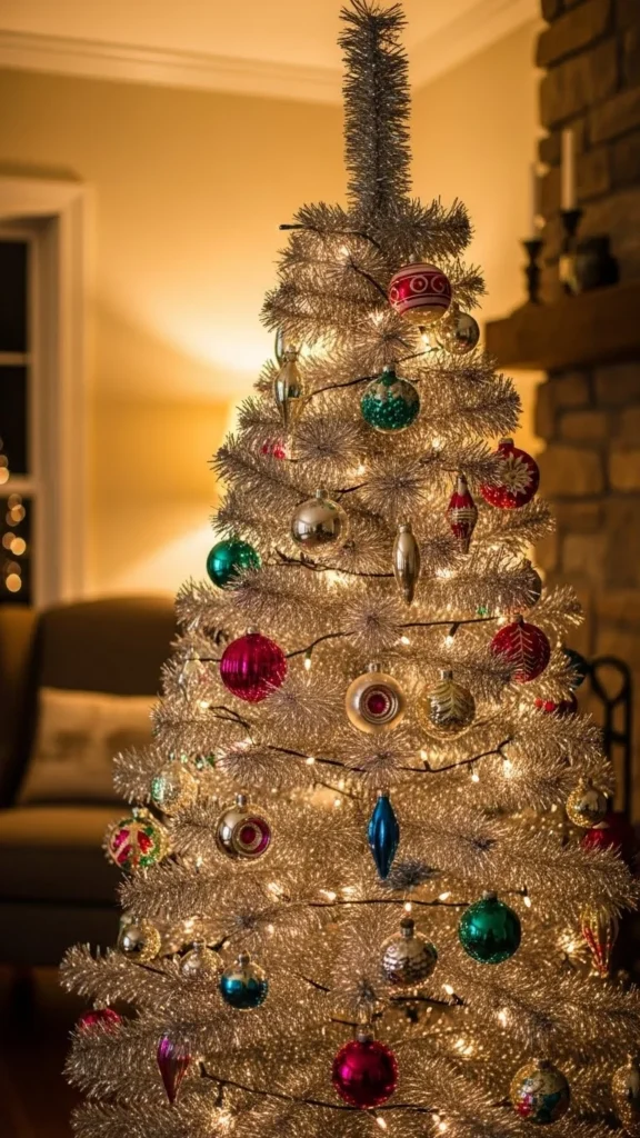 Christmas tinsel tree decor