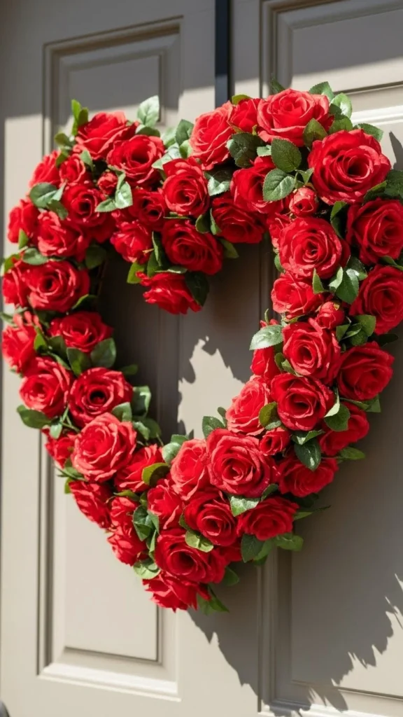 Classic Red Rose Heart Wreath