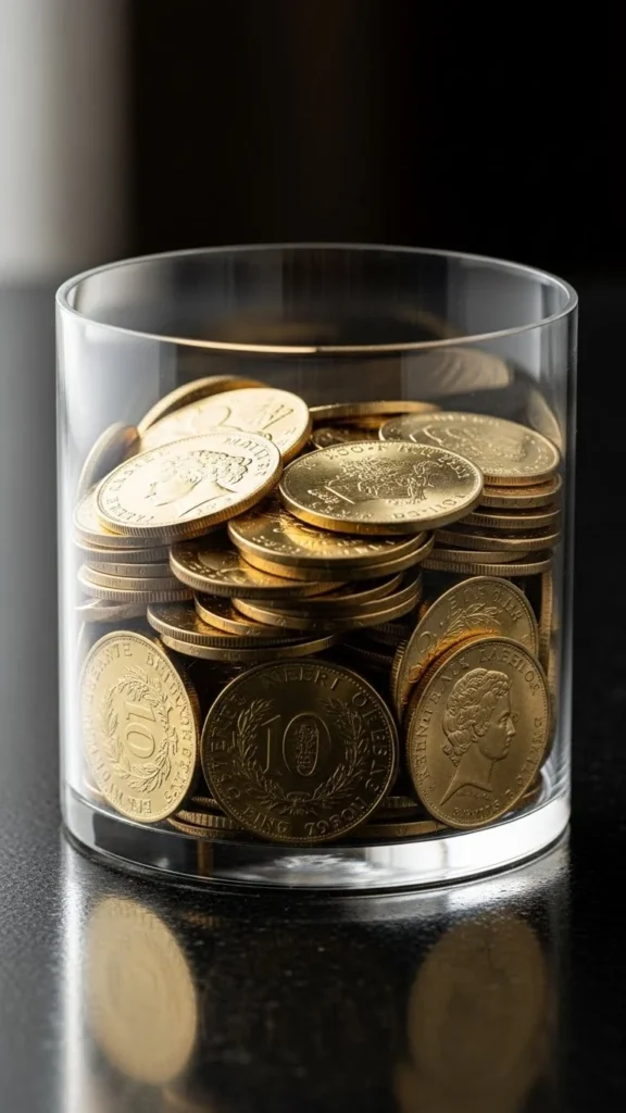 Clear Acrylic Pot with Floating Coins