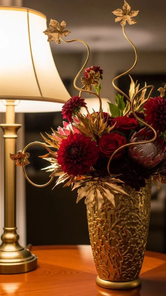 Cranberry-Colored Blooms with Gold Accents