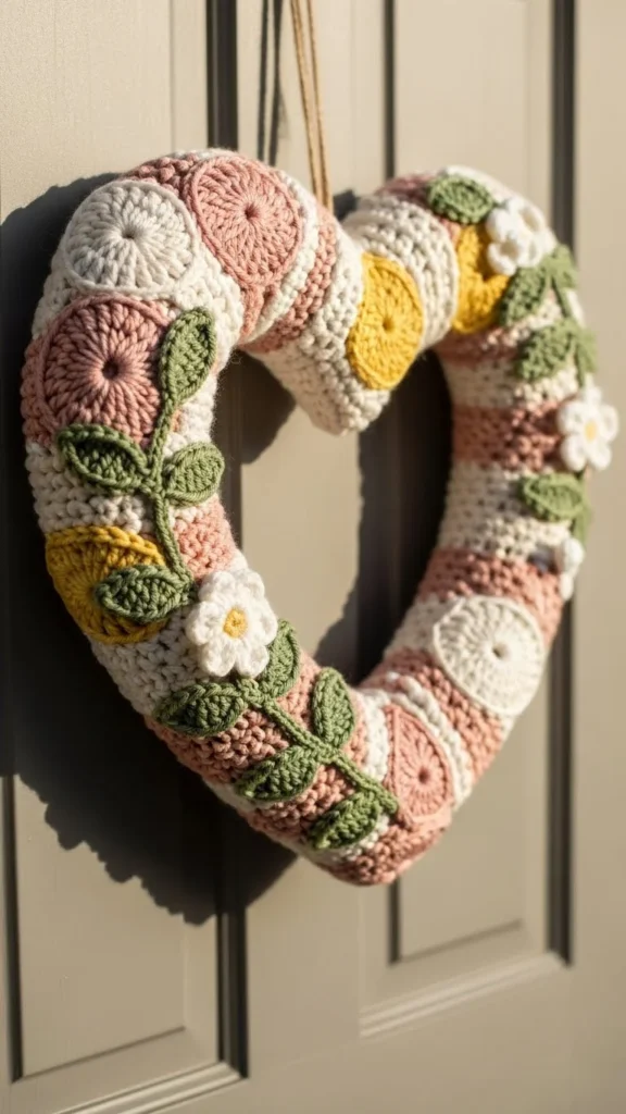Crochet Heart Wreath