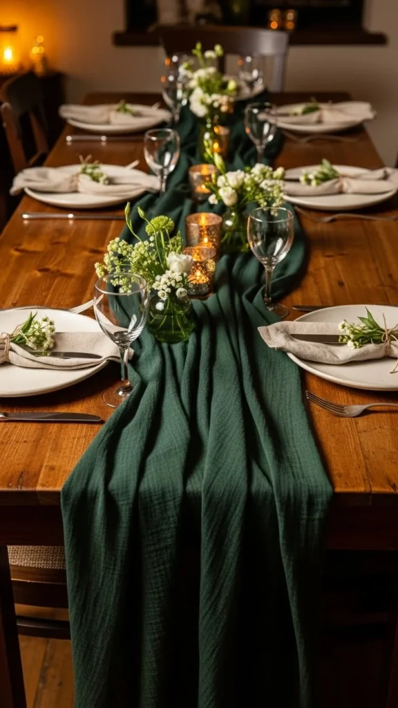 Dark Green Gauze Runner