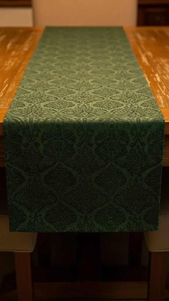 Dark Green Runner With Minimal Pattern