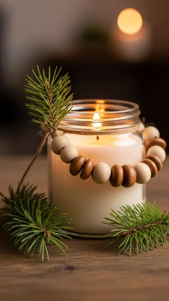 Decorated Candle Jars With Bead Wraps