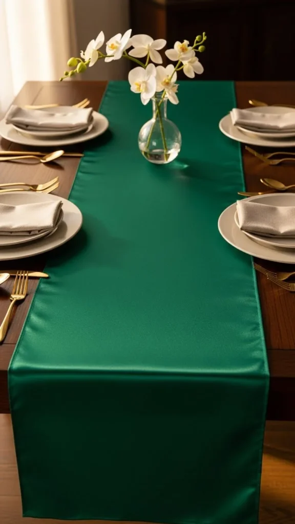 Deep Emerald Satin Runner