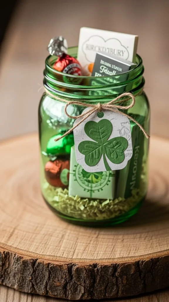 Distressed Clover Gift Jar