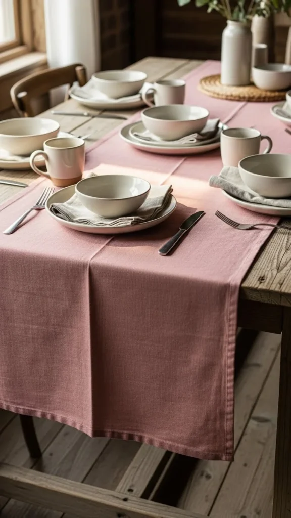 Dusty Rose Cotton Runner