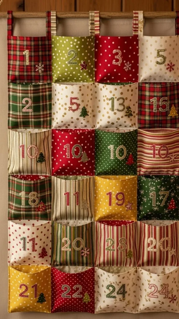 Embroidered Advent Calendar Pockets