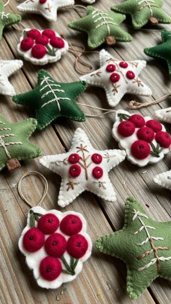 Embroidered Felt Ornaments