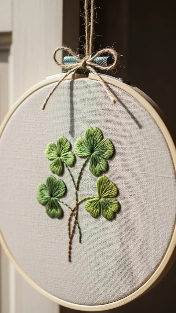 Embroidered Hoop Clover