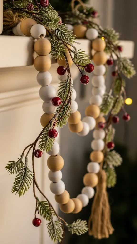Evergreen-Wrapped Beaded Garland