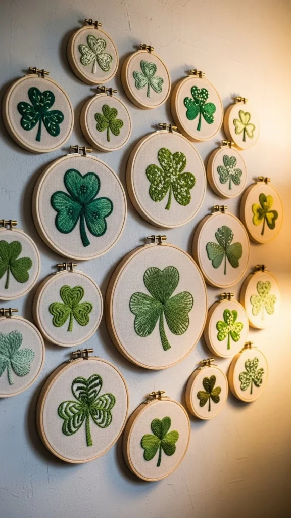 Fabric Hoop Shamrock Art