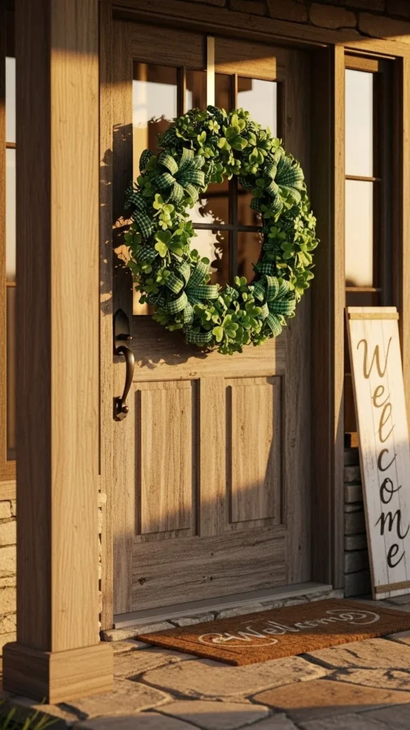 Farmhouse Plaid Shamrock Wreath