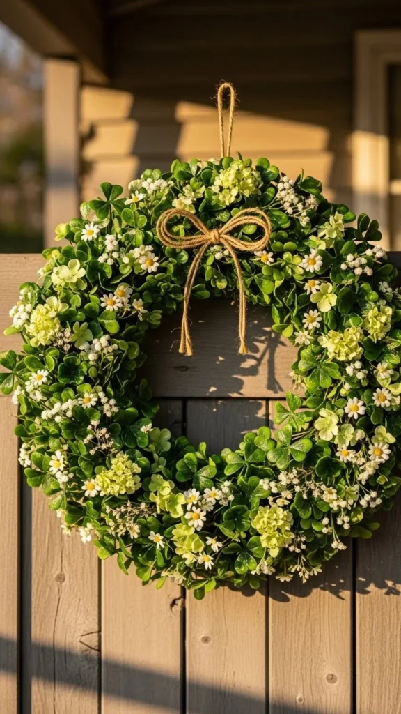 Faux Floral Shamrock Wreath