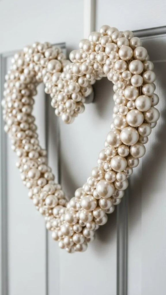 Faux Pearl Heart Wreath