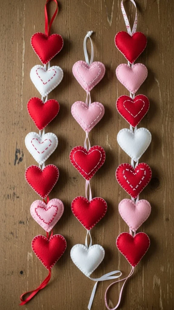 Felt Stitched Heart Garland
