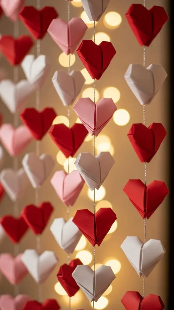 Folded Origami Heart Garland