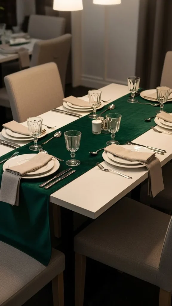 Forest Green Velvet Runner