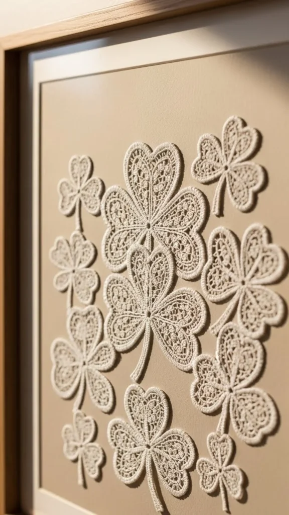 Framed Lace Shamrock Art