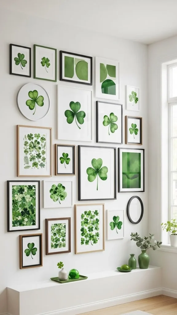 Gallery Wall with Green Accents