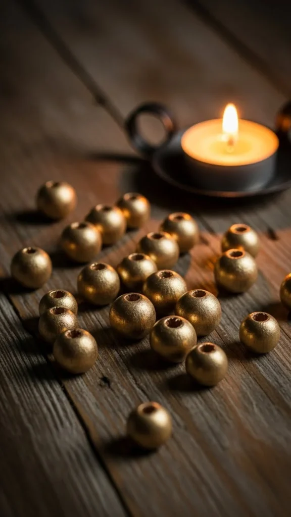  Gold-Brushed Beaded Garland