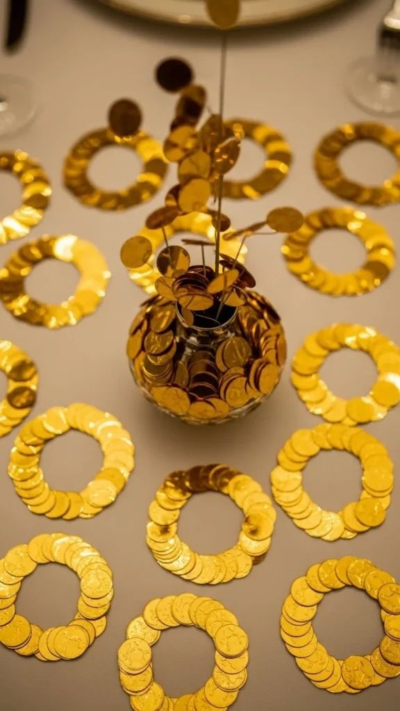 Gold Coin Confetti Center Rings