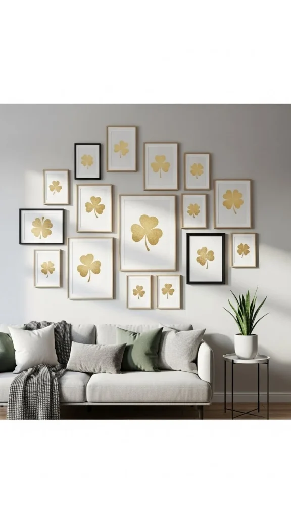 Gold Foil Shamrock Wall Prints