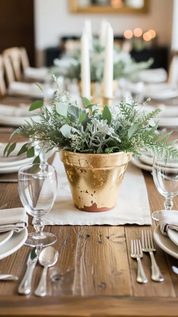 Gold Leaf Wrapped Terra-Cotta Pot