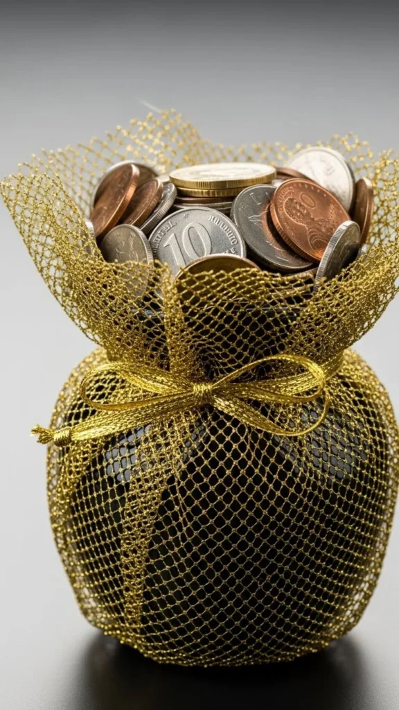 Gold Mesh Wrapped Pot