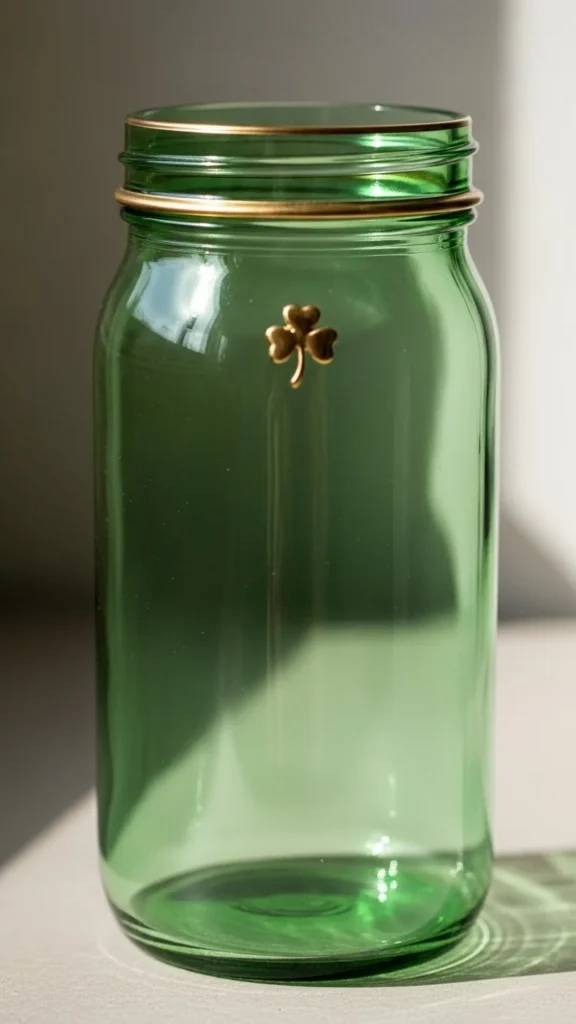 Gold-Rim Clover Jar