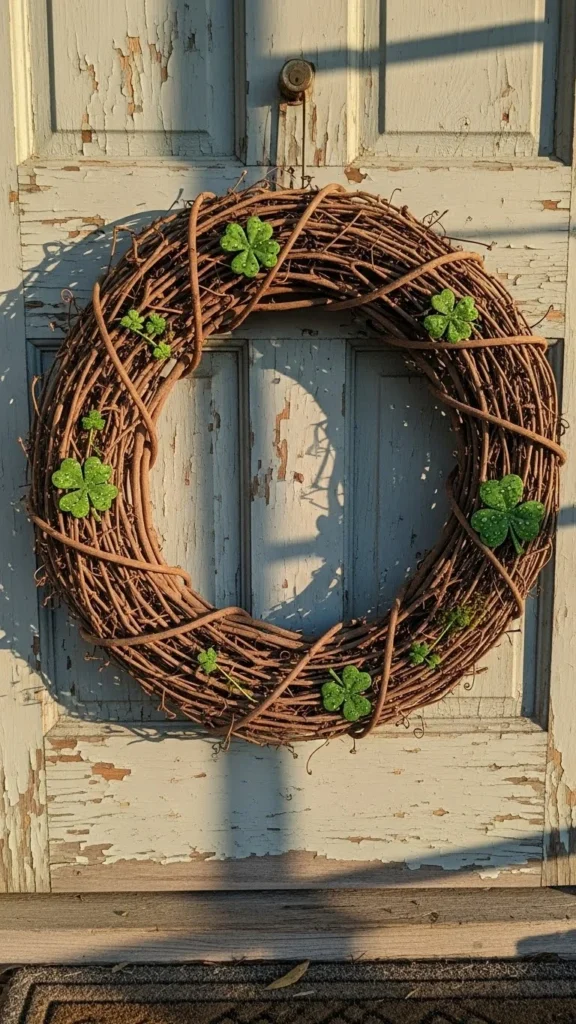 Grapevine Shamrock Accent Wreath