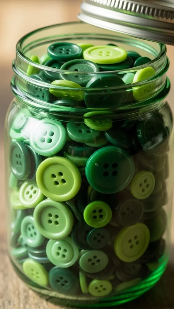 Green Button Memory Jar