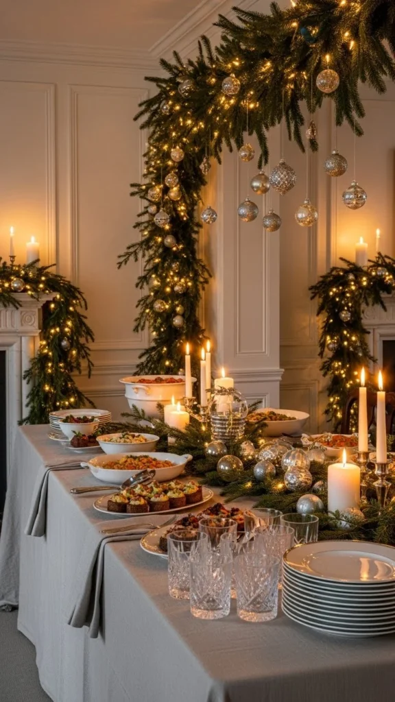 How to decorate a Christmas buffet backdrop
