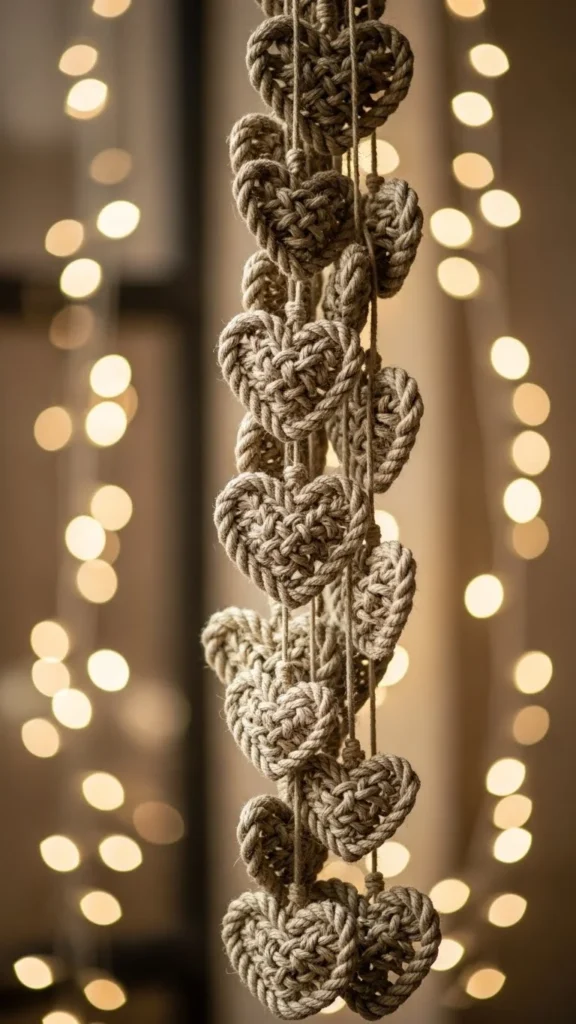 Knotted Rope Heart Garland