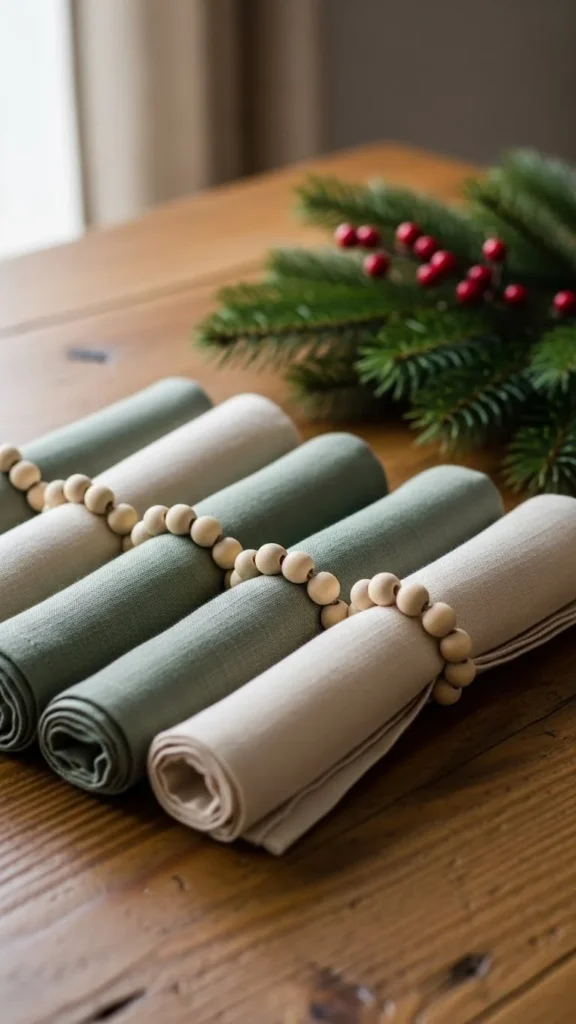 Layered Wood Bead Napkin Rings